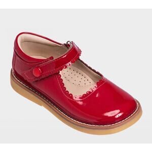 Elephantito Red Patent Scalloped Mary Jane Shoes 7 Toddler Luxury EUC Box